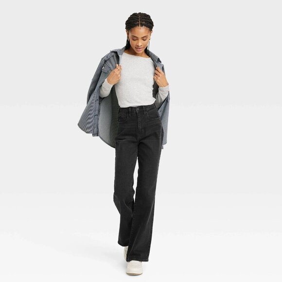 Size 4 SHORT - Womens High-Rise Flare Jeans - Universal Thread - Black Wash - Picture 4 of 10